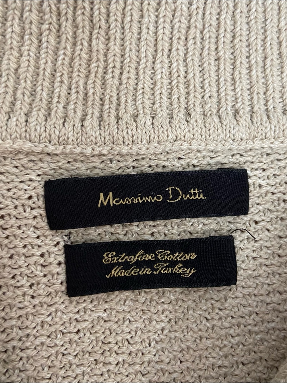 Massimo Dutti Costal Preppy Cream Knit Polo Shirt Men’s Medium - Picture 6 of 9